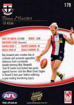 2014 Select AFL Honours Series 1 #179 Beau Maister Back